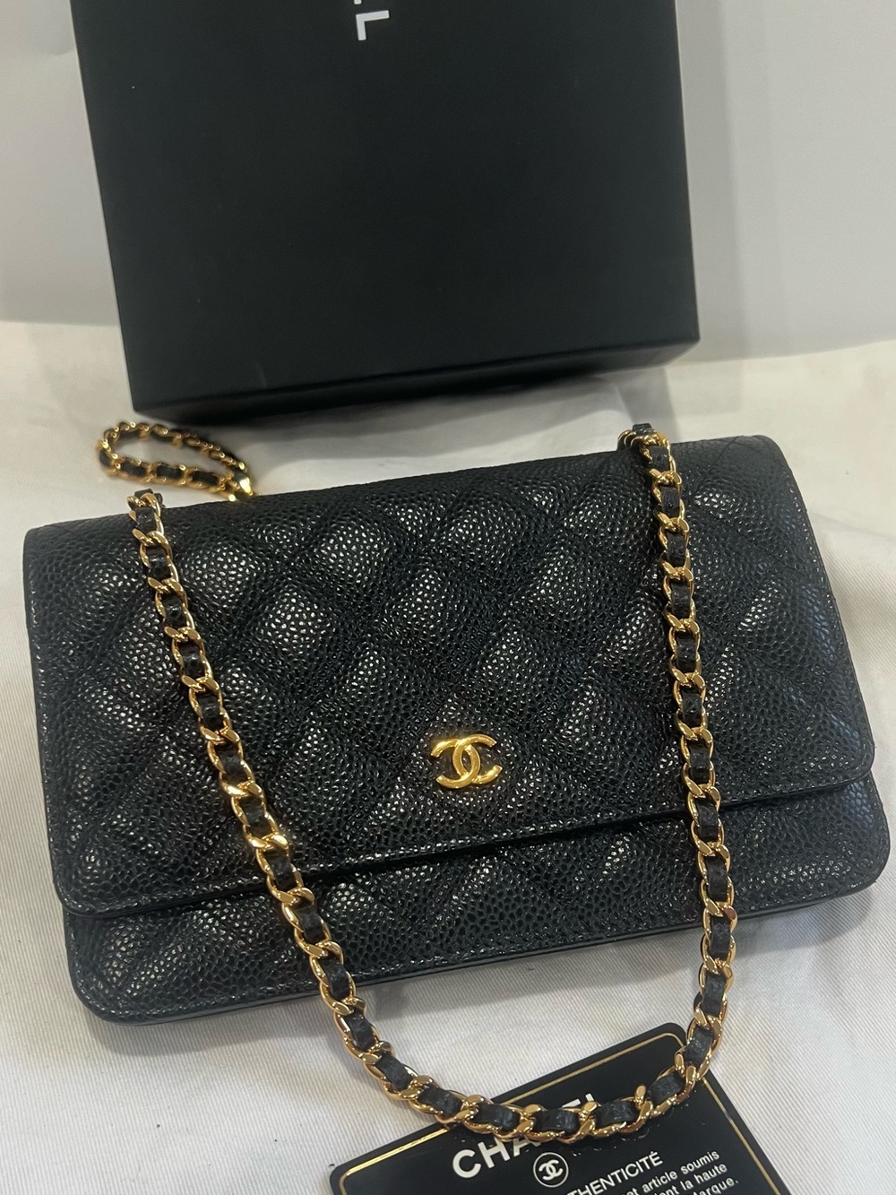 Chanel Classic Black Caviar WOC GHW